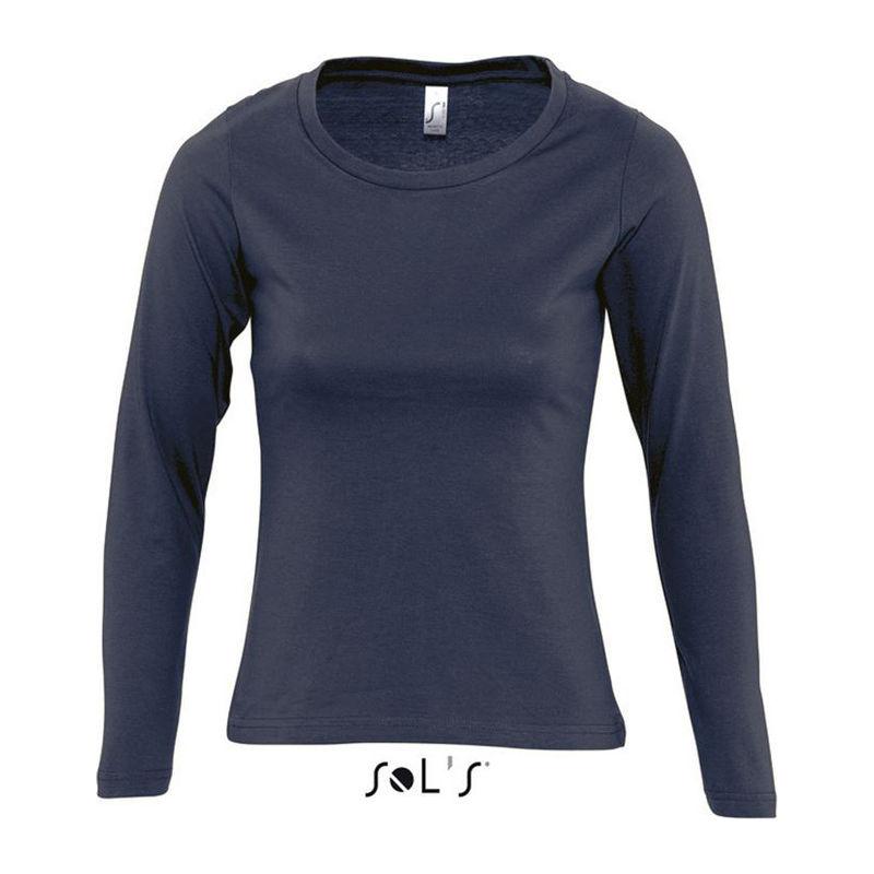 Tricou cu guler rotund și mânecă lungă pentru femei Sol's Majestic Navy XL