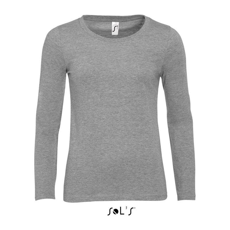 Tricou cu guler rotund și mânecă lungă pentru femei Sol's Majestic Grey Melange XL