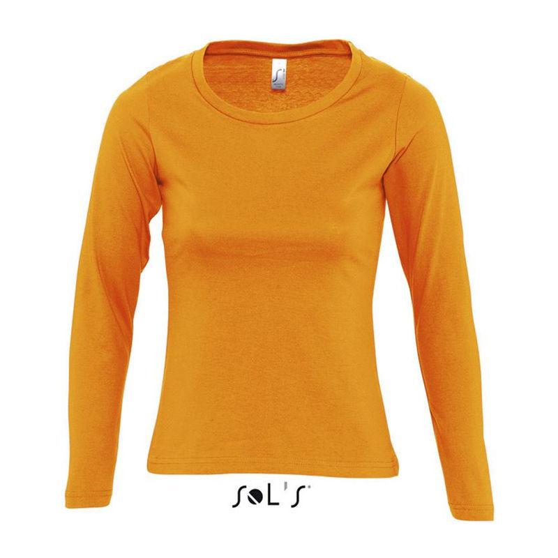 Tricou cu guler rotund și mânecă lungă pentru femei Sol's Majestic Portocaliu XL