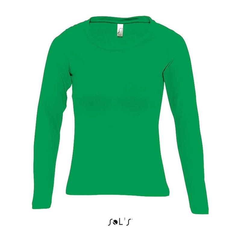 Tricou cu guler rotund și mânecă lungă pentru femei Sol's Majestic Verde M