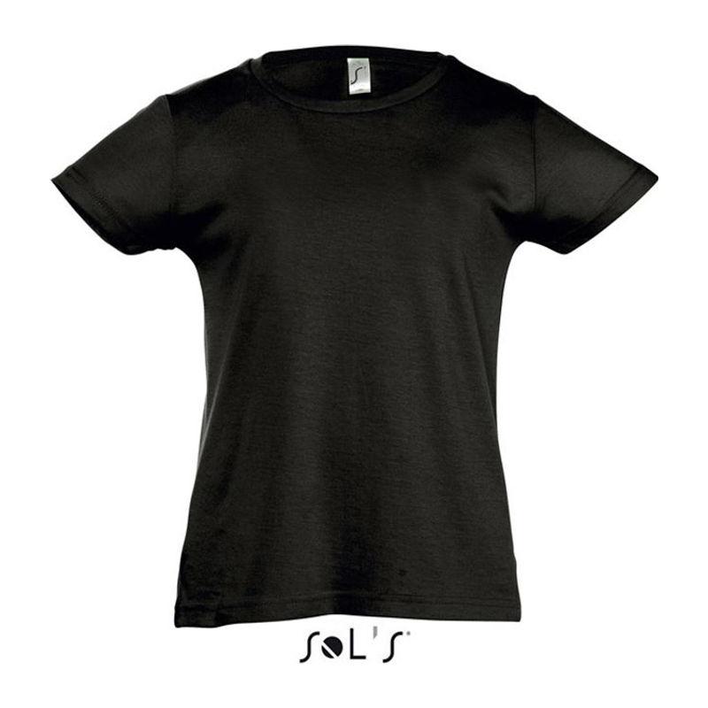 Tricou cu guler rotund pentru fete Sol's Cherry Negru