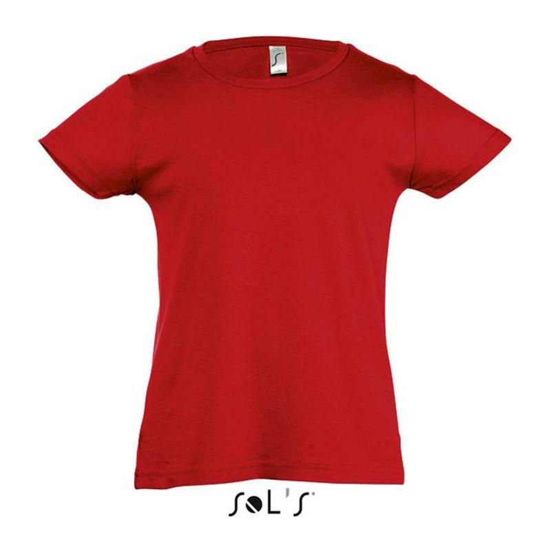 Tricou cu guler rotund pentru fete Sol's Cherry Rosu