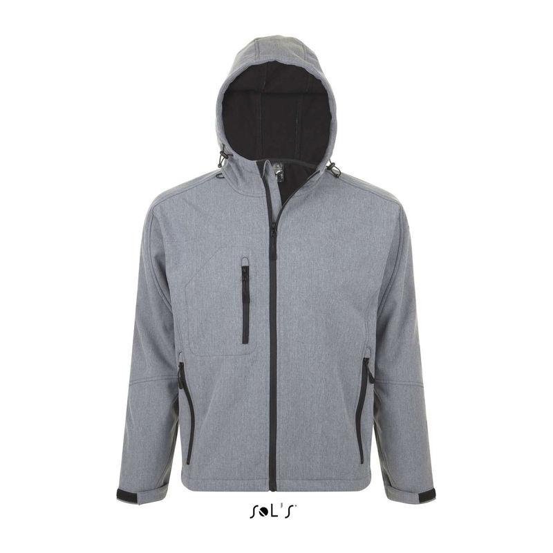 Jachetă softshell cu glugă pentru bărbați Sol's Replay Grey Melange