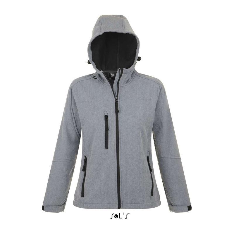 Jachetă softshell cu glugă pentru femei Sol's Replay Grey Melange