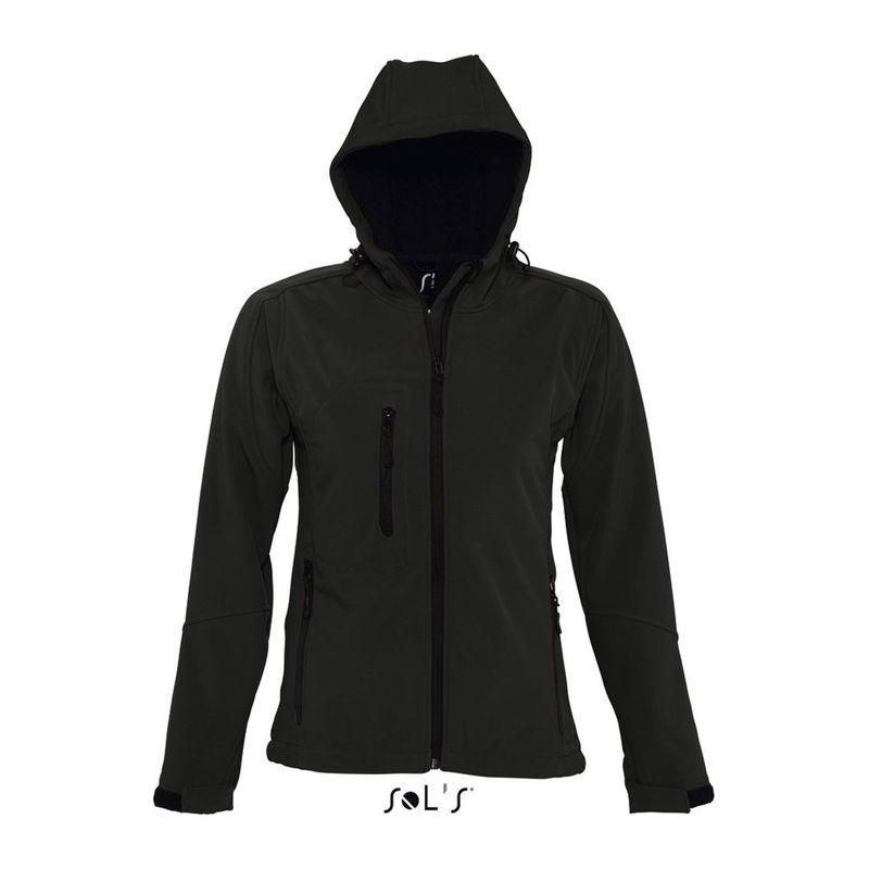 Jachetă softshell cu glugă pentru femei Sol's Replay Negru