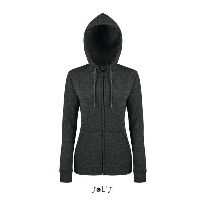 Jachetă cu glugă căptușită pentru femei Sol's Seven Charcoal Melange