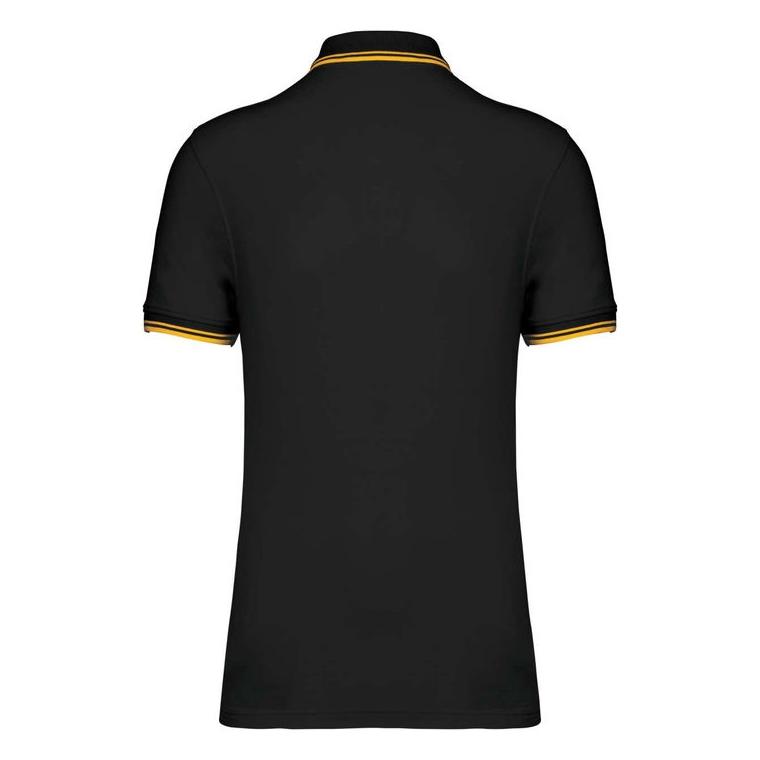 Tricou Polo cu două dungi pentru bărbați Black/Yellow XXL
