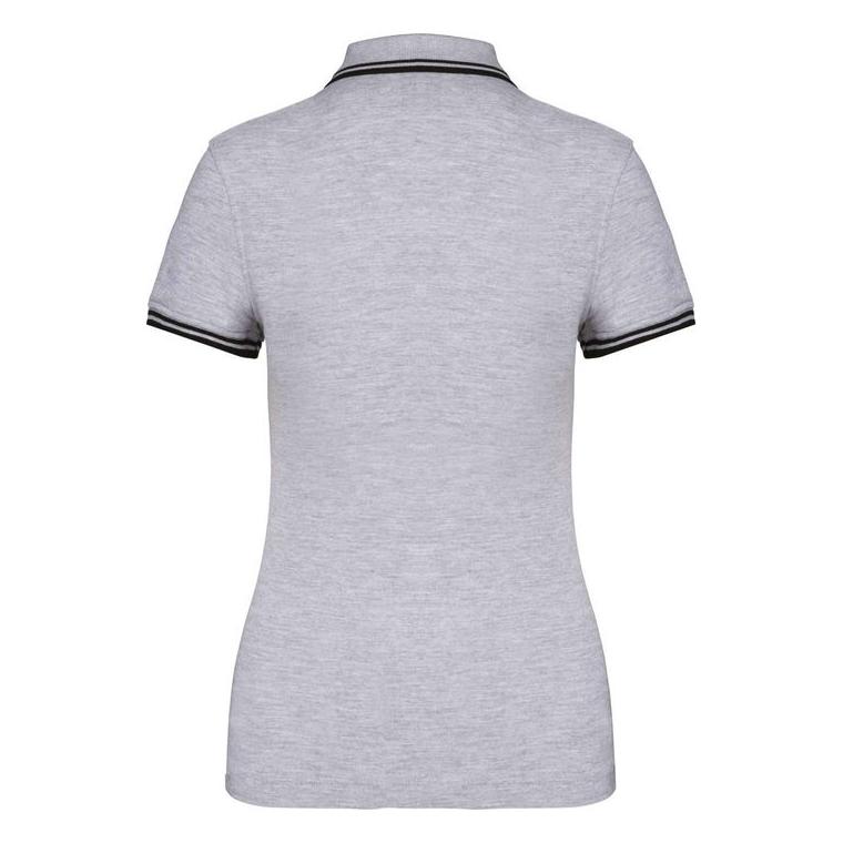 Tricou Polo cu două dungi pentru femei  Black/Oxford Grey M
