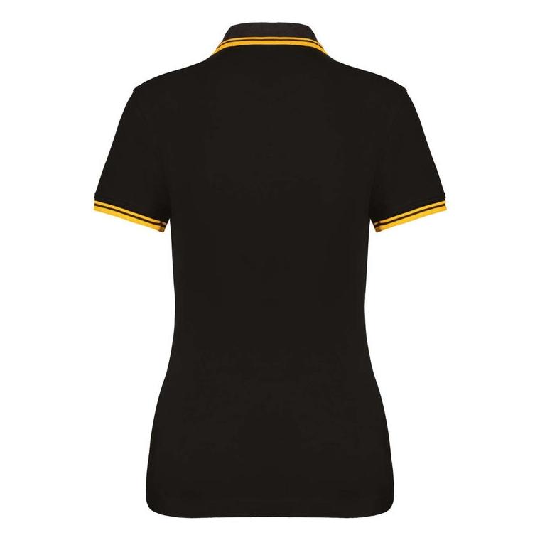 Tricou Polo cu două dungi pentru femei  Black/Yellow S
