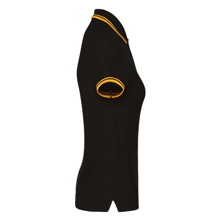 Tricou Polo cu două dungi pentru femei  Black/Yellow S