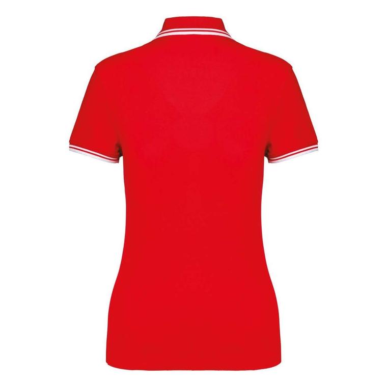 Tricou Polo cu două dungi pentru femei  Rosu XL