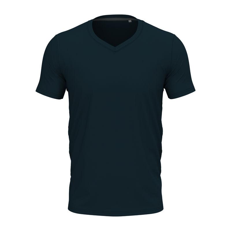 Tricou Unisex Stretch-T cu guler în V Albastru S