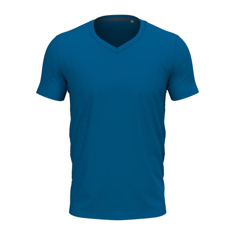 Tricou Unisex Stretch-T cu guler în V Albastru S
