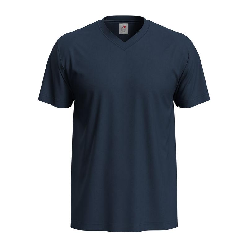 Tricou Unisex Classic-T cu guler în V Blue Midnight L
