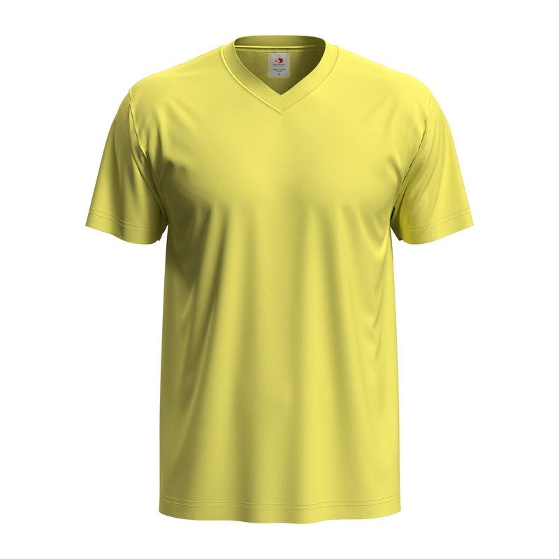 Tricou Unisex Classic-T cu guler în V Galben L