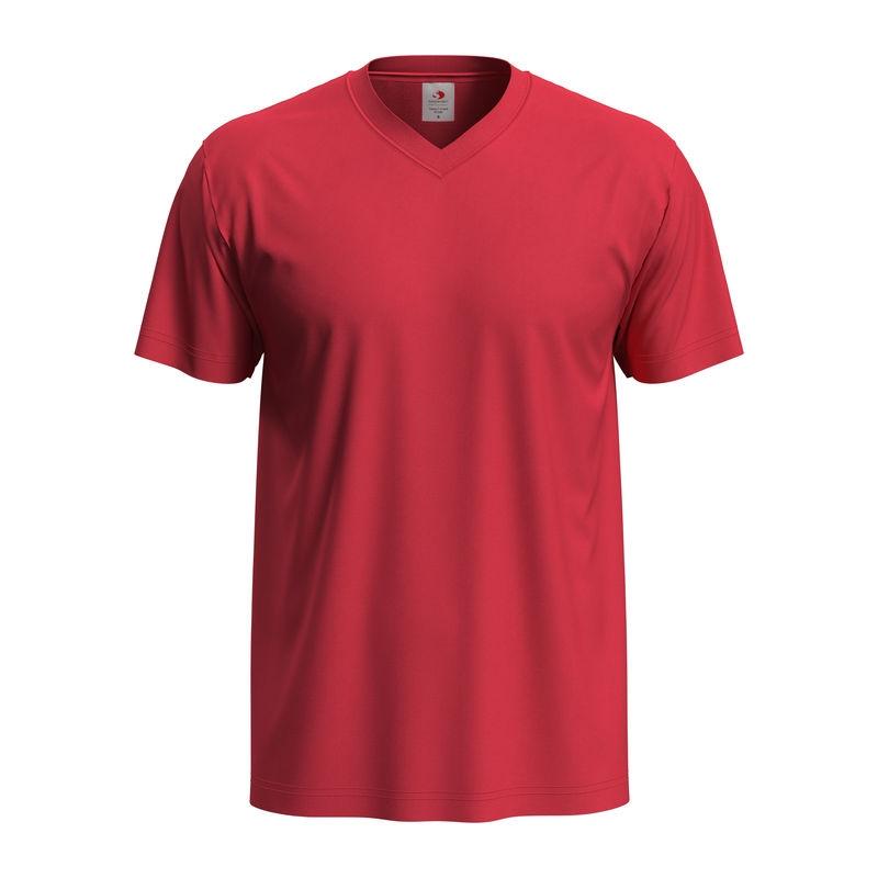 Tricou Unisex Classic-T cu guler în V Rosu L