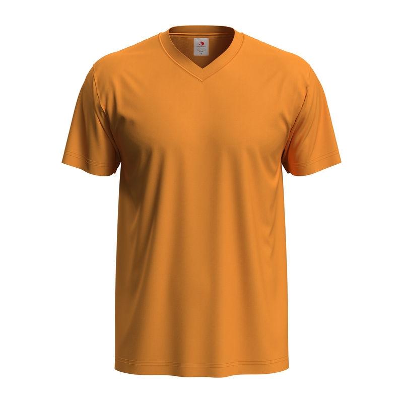 Tricou Unisex Classic-T cu guler în V PORTOCALIU L