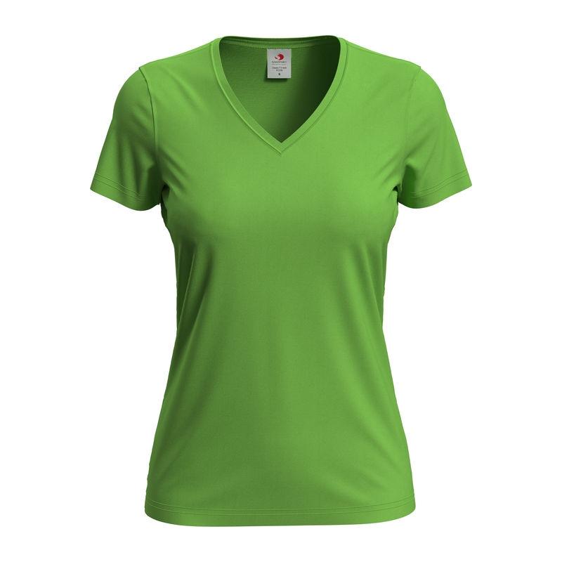 Tricou damă Classic-T cu guler în V Kiwi Green L