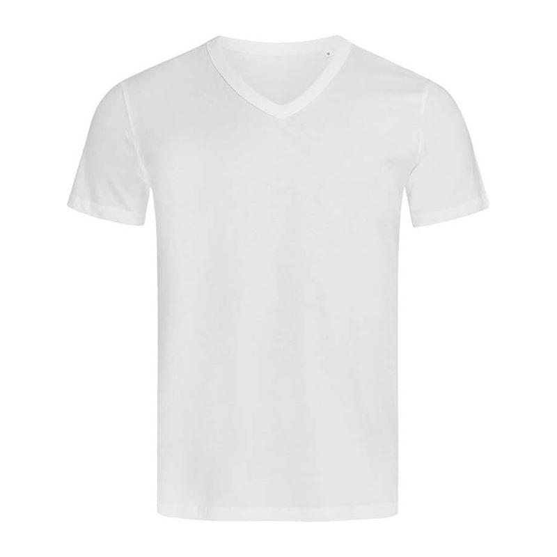 Tricou Ben Unisex cu guler în V Alb XL