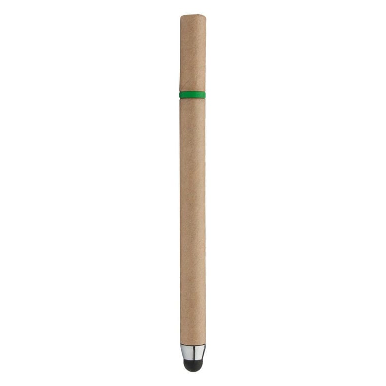 Creion touch screen şi pix din hârtie reciclabilă EcoTouch natural verde