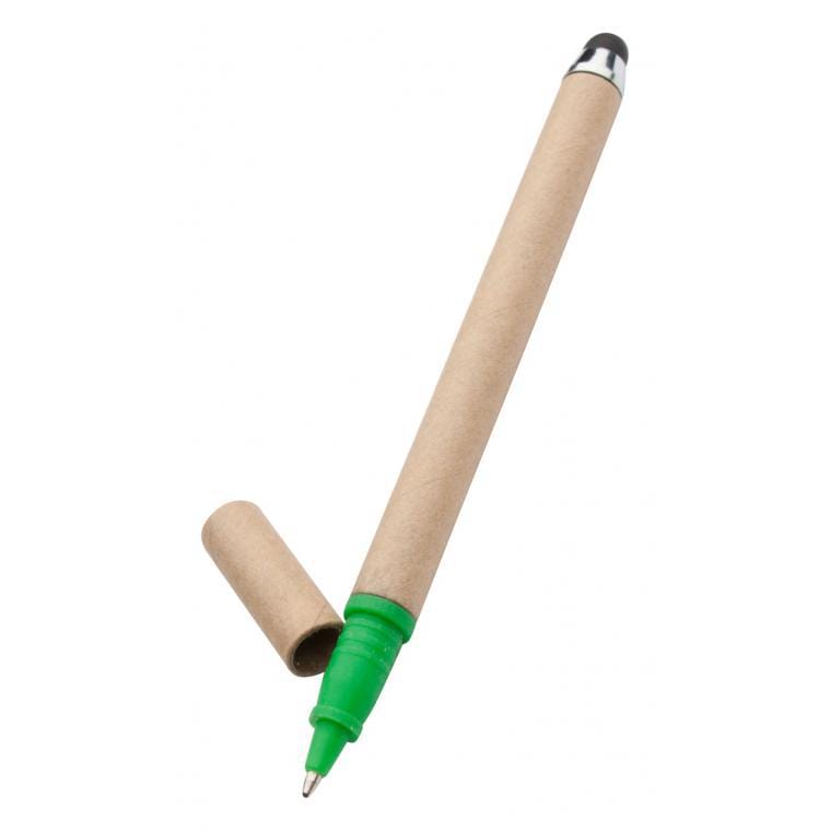 Creion touch screen şi pix din hârtie reciclabilă EcoTouch natural verde