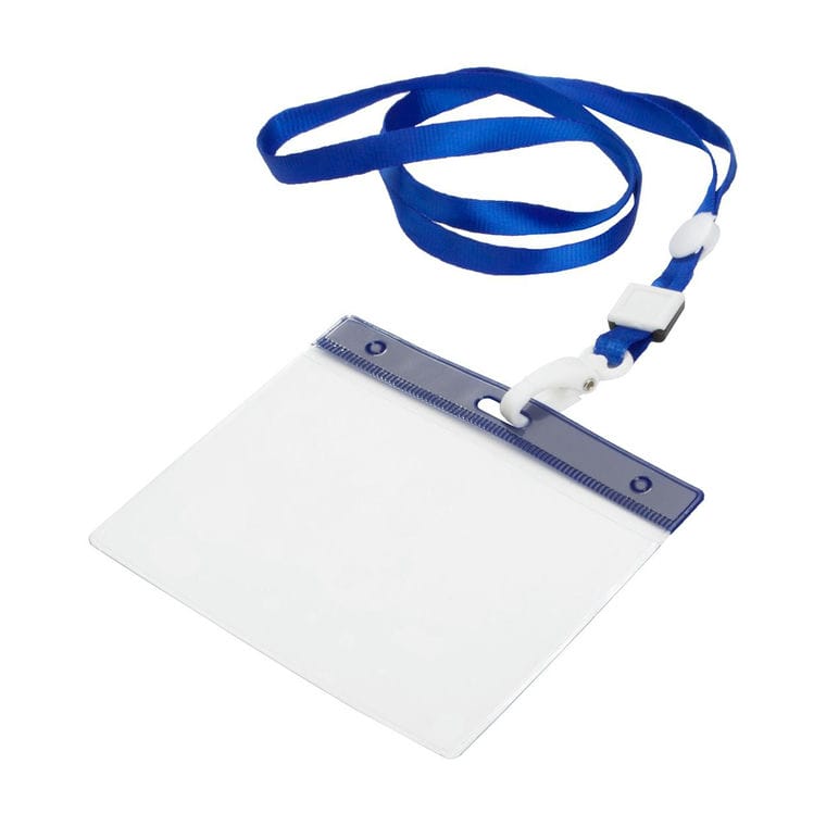 Suport ecuson cu lanyard Maes albastru transparent