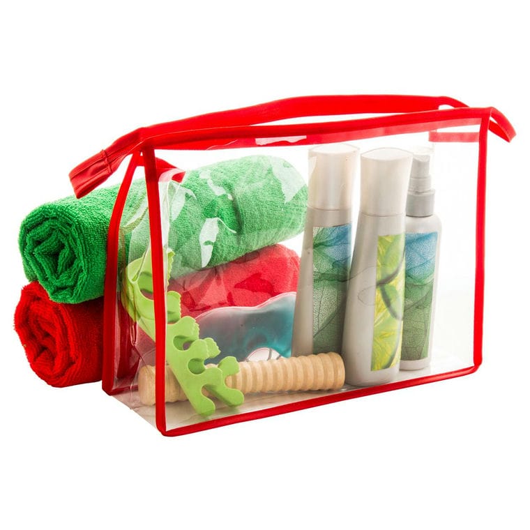 Geantă cosmetice Losut transparent roșu