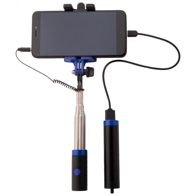 Sefie stick cu power bank Slatham albastru negru 2200 mAh
