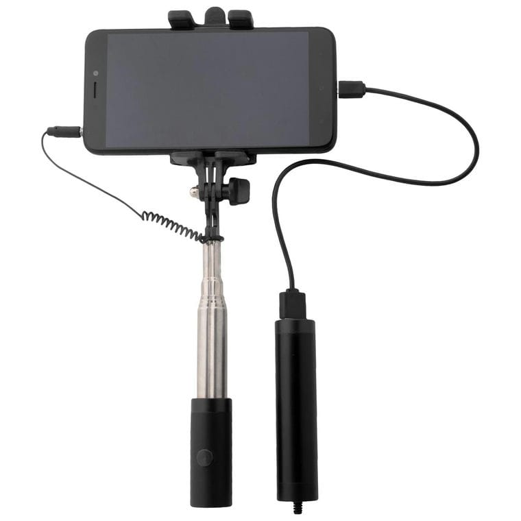 Sefie stick cu power bank Slatham negru 2200 mAh