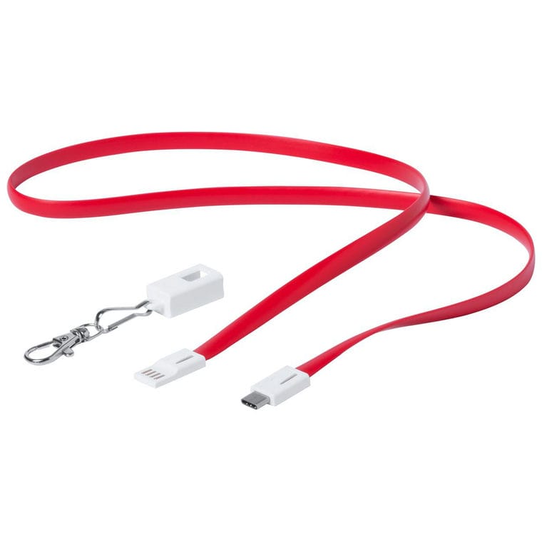 Lanyard cu cablu USB tip C Doffer roșu