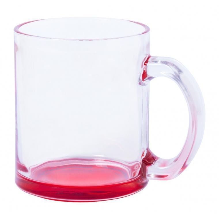 Cană din sticlă Bitrok roșu transparent