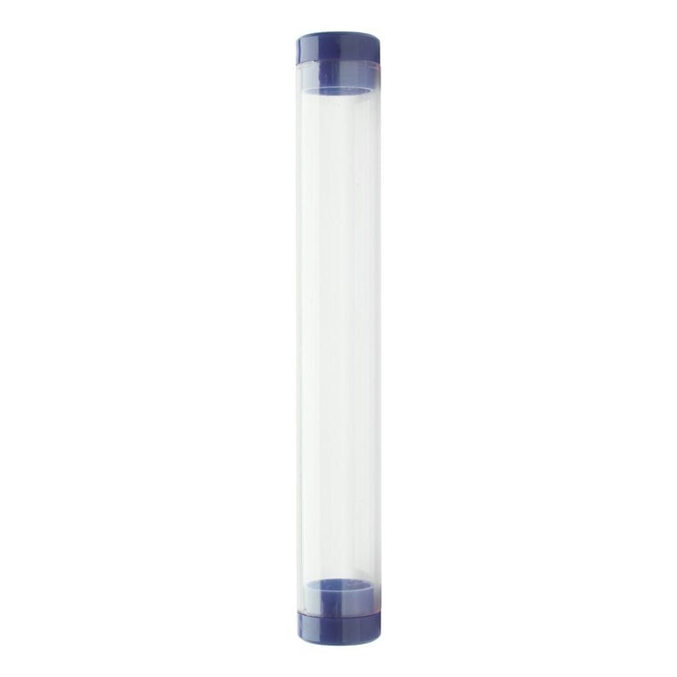 Etui pix Crube albastru transparent