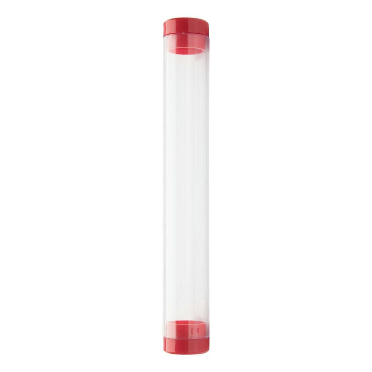 Etui pix Crube roșu transparent