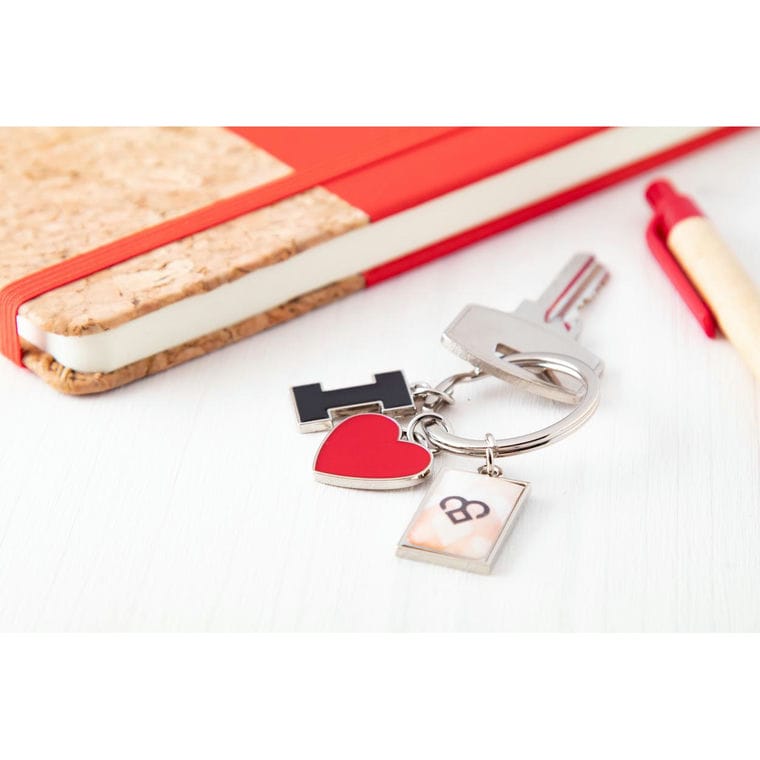 Breloc I Love argintiu roșu