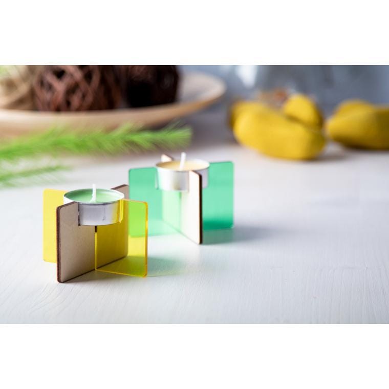 Suport lumânare Candix galben transparent