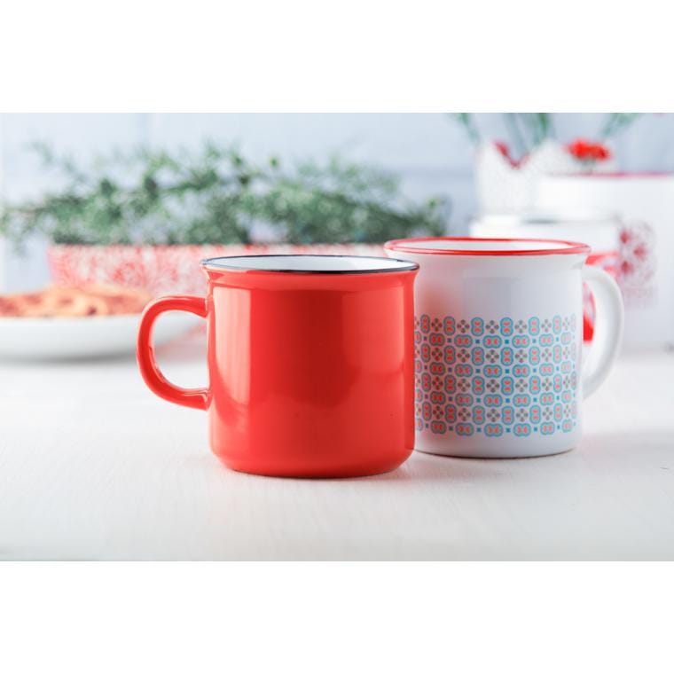 Cană vintage Woodstock Subo roșu alb