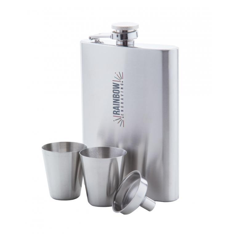 Set sticlă plată și pahare Shackleton argintiu