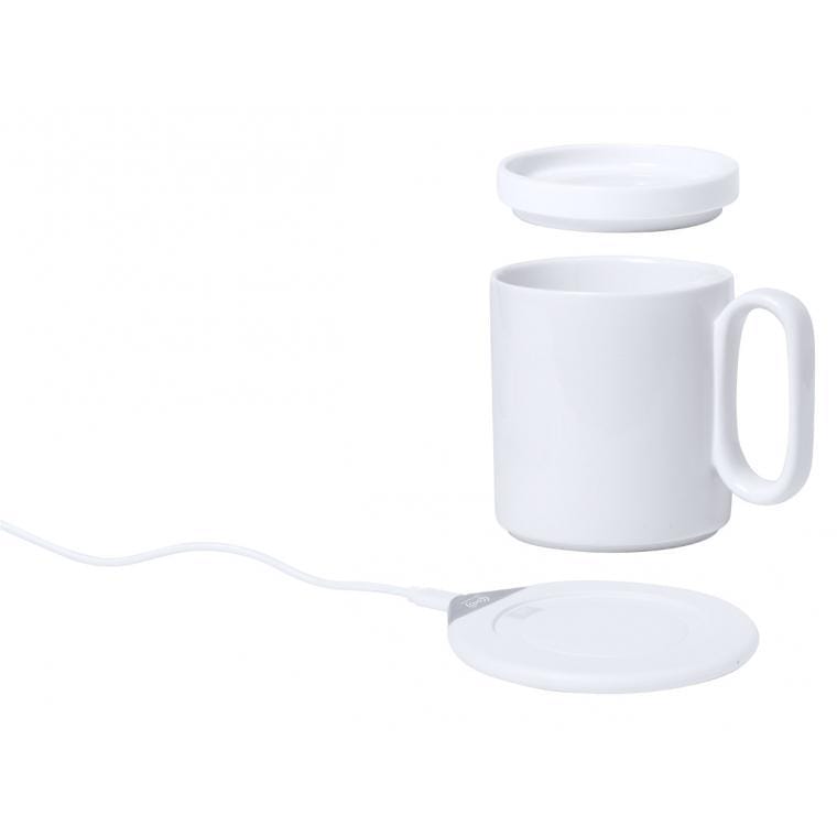 Set încălzitor cană Kalan alb