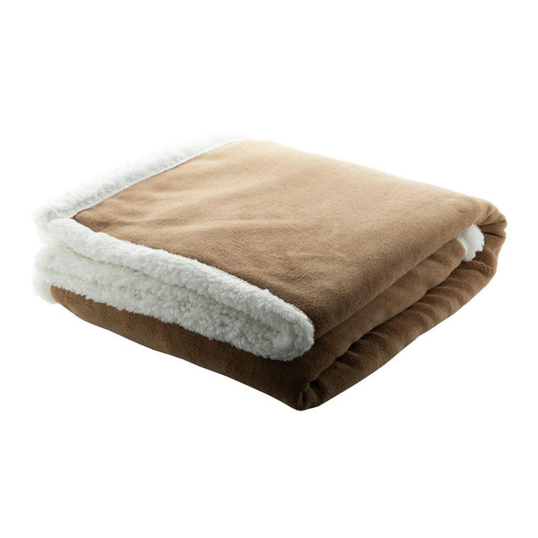 Pătură coral fleece Sammia maro alb