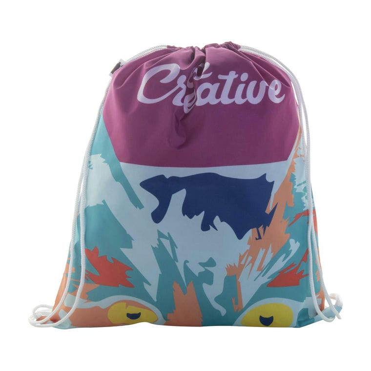 Rucsac personalizat drawstring CreaDraw RPET Alb