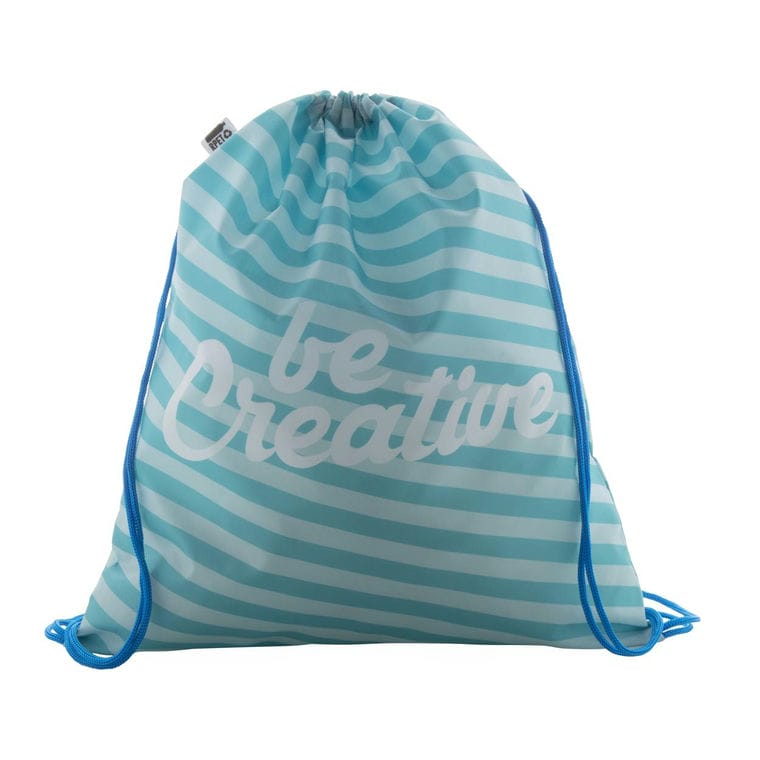 Rucsac personalizat drawstring CreaDraw RPET albastru alb