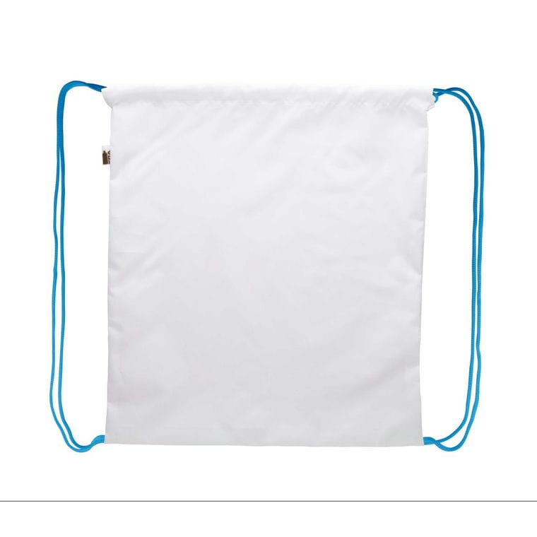 Rucsac personalizat drawstring CreaDraw RPET albastru alb