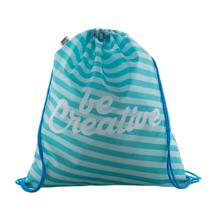 Rucsac personalizat drawstring CreaDraw RPET albastru alb
