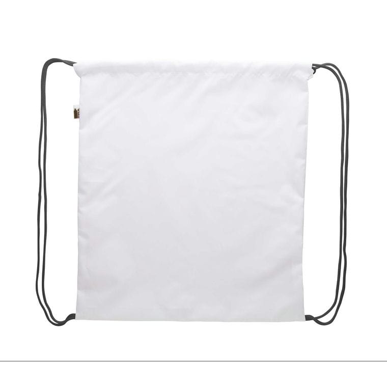 Rucsac personalizat drawstring CreaDraw RPET negru alb