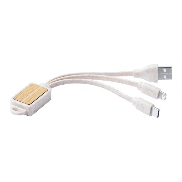 Breloc cablu USB Korux bej