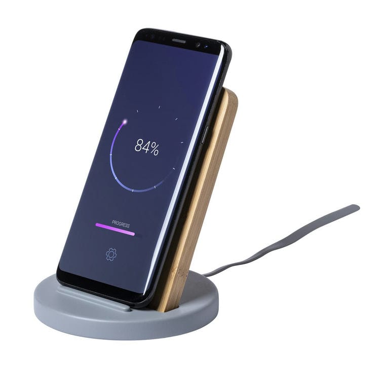 Suport încărcător wireless Chemek gri natural
