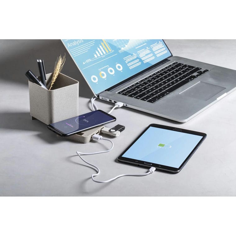 Suport multifuncțional pentru pixuri Ampdesk bej