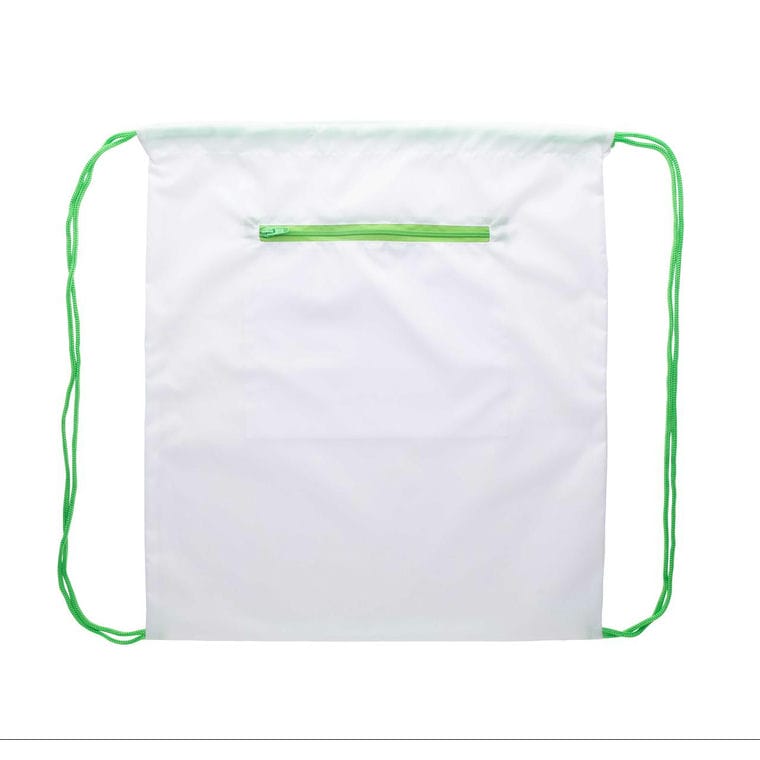 Rucsac cu cordon, personalizat CreaDraw Zip verde alb
