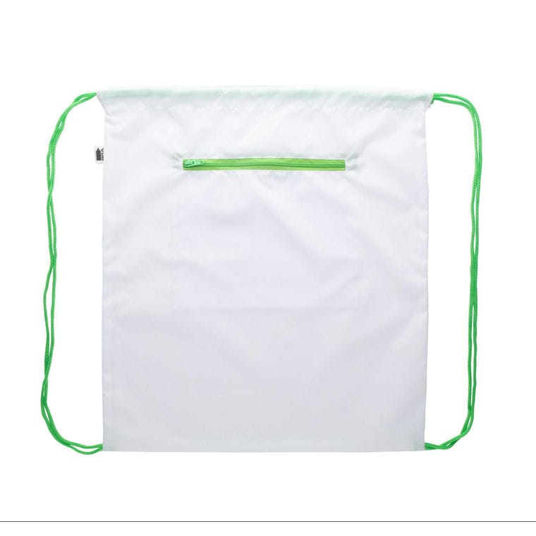 Rucsac cu cordon, personalizat CreaDraw Zip RPET verde alb