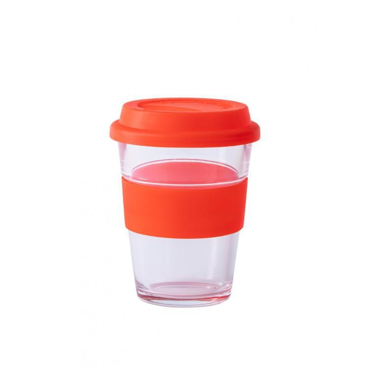 Cană termo din sticlă Durnox roșu transparent